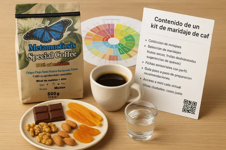 Contenido de un kit de maridaje de café