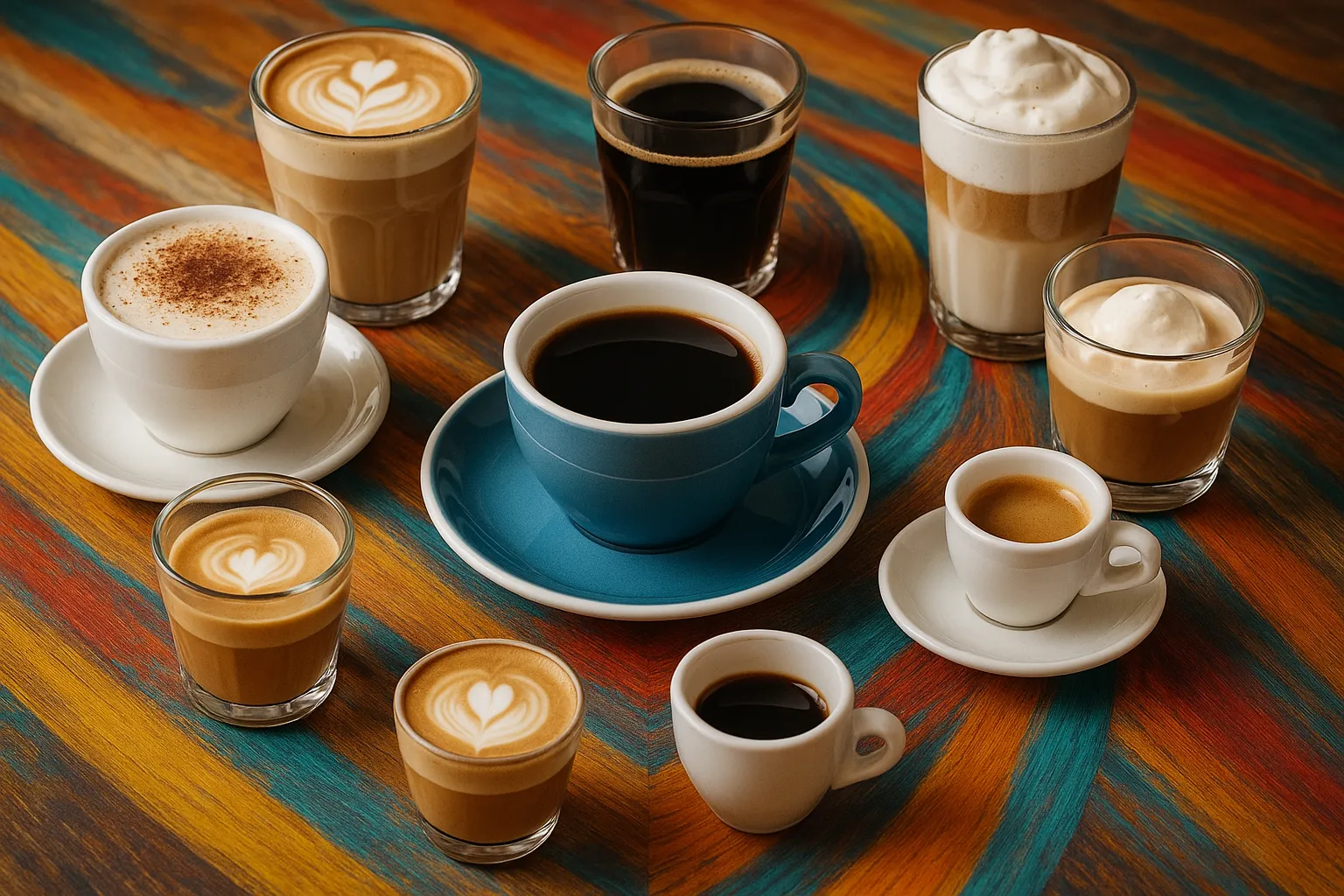 Mesa con tazas de café