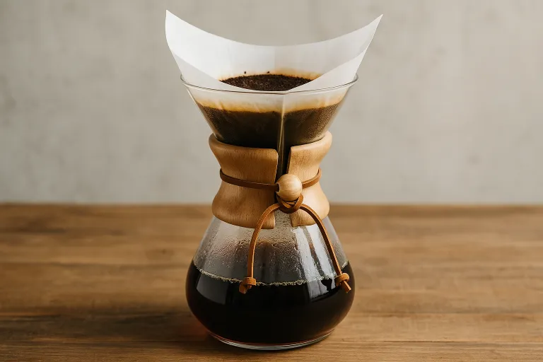 Chemex con filtro especial y vertidos en tiempos