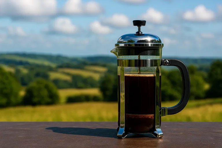 Prensa francesa con café infusionando