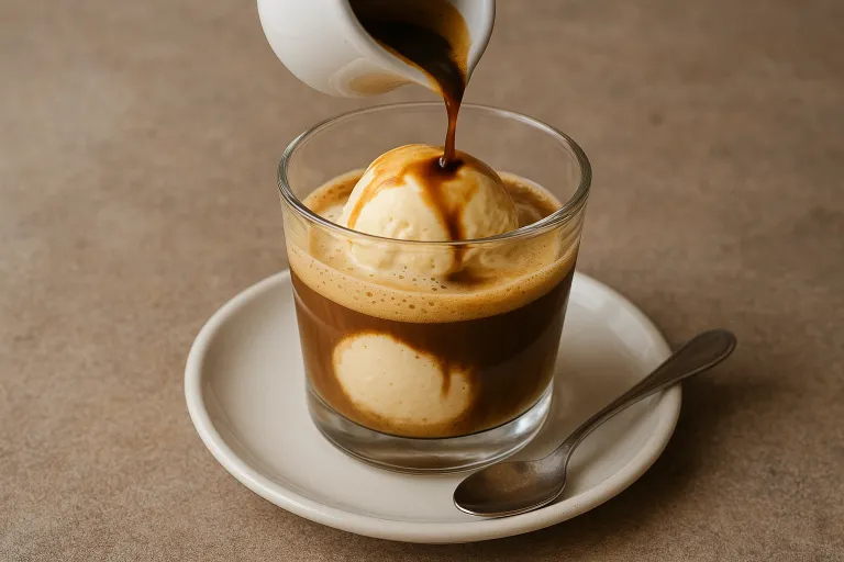 Affogato con helado y espresso