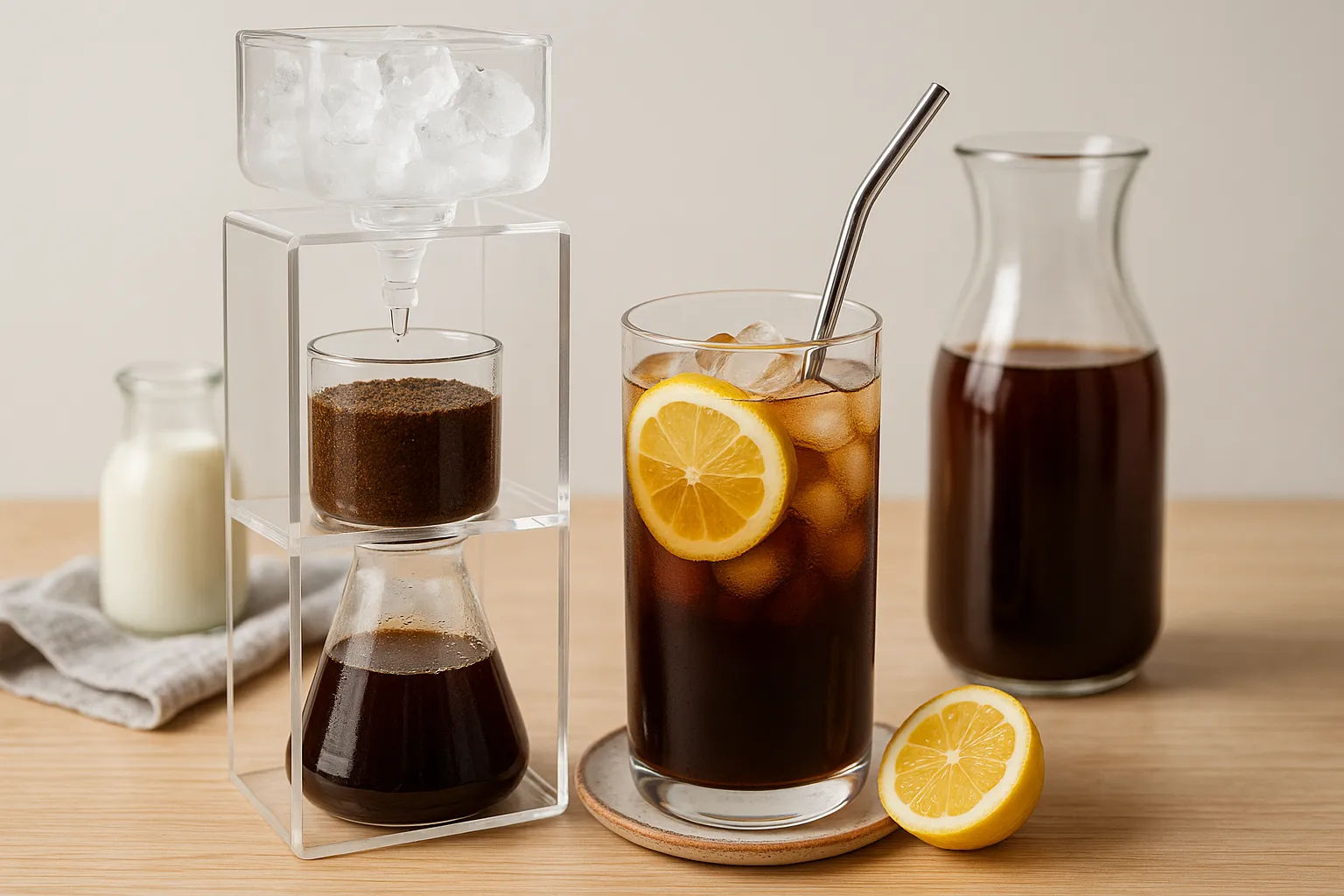 Cold brew con hielo y naranja